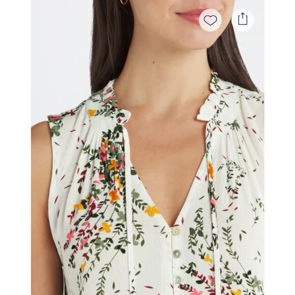 Market & Spruce (1X) Ava Tie Neck Sleeveless Blouse - Stitch Fix Floral Cluster - Picture 8 of 12